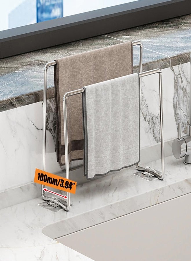 MINGFANITY Home Kitchen Countertop Dishcloth Drying Rack, SUS304 Stainless Steel 2 Arms Dishcloth Holder, Hand Towel Stand Rack,Dishcloth Storage Rack - Image 4